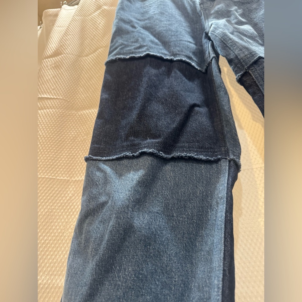 Rails Getty Crop Jeans Womens Size 31 Indigo Patchwork High Rise Wide Leg H - Picture 5 of 16